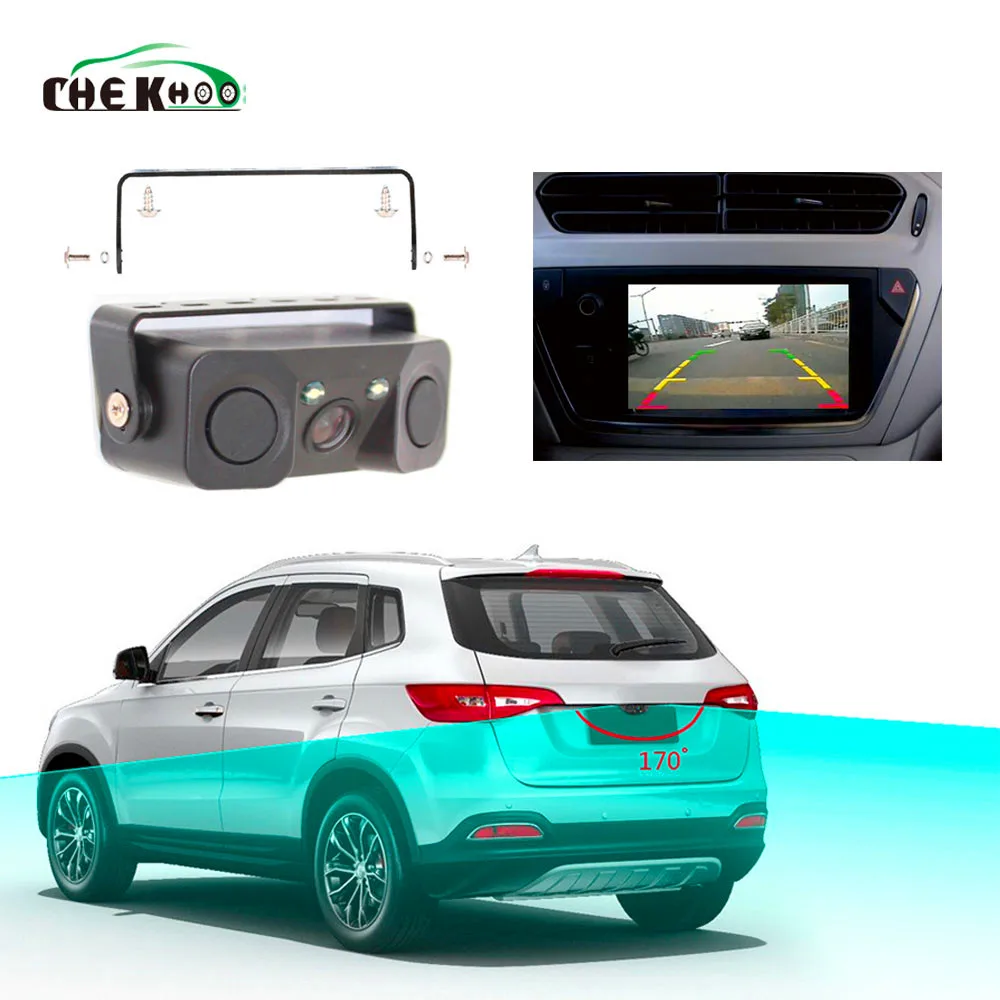 Широкоугольная HD Автомобильная камера заднего вида, радар, парковочный датчик, Партроник, 2 датчика s, видео, парковочный датчик, резервная камера, радар-детектор
