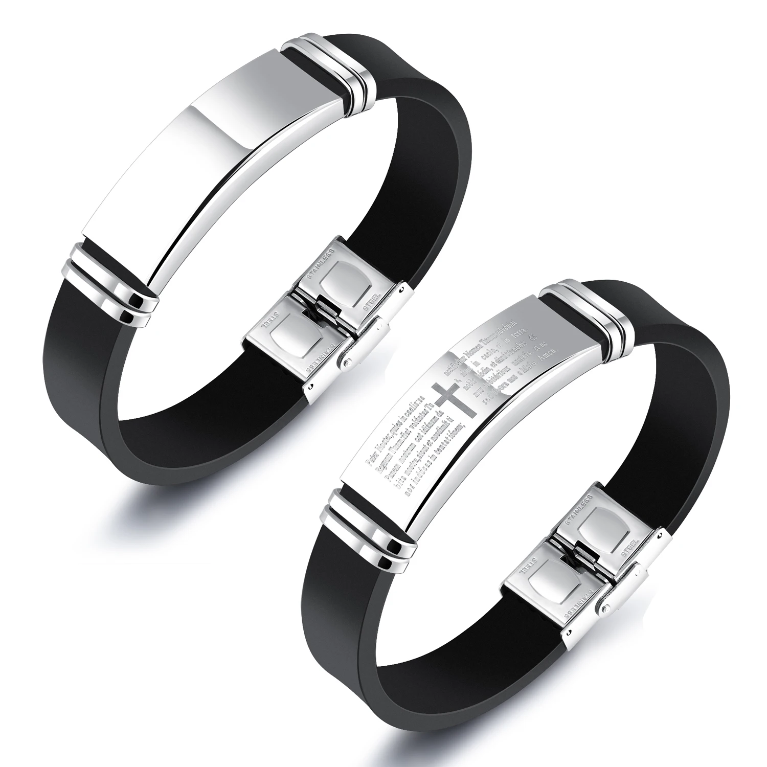 Fashion Jewelry Male Accessories Silica Gel Stainless Steel Decoration