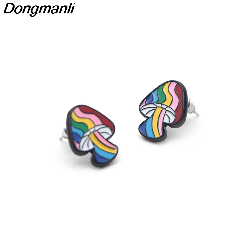 

DMLSKY Mushrooms Charm earrings Cartoon Jewelry Prevent allergy Stud Earring Pendant for Kids Girls Cute Gifts M2151