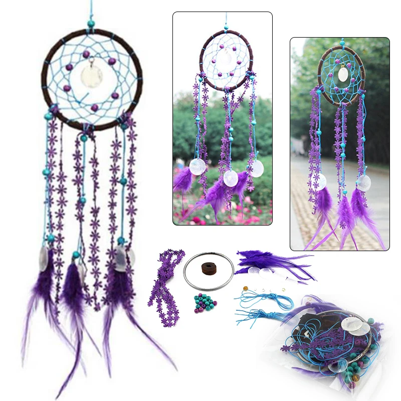 

Handmade Dream Catcher DIY Kit Circular Net Feather Home Wall Hanging Decor