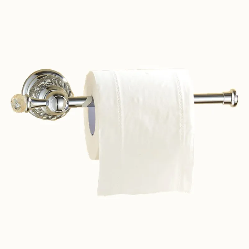 Shiny clear crystal paper towel holder silver solid copper wall mounted