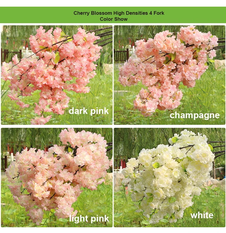 High Densities 4 6 fork Fake Cherry Blossom Flower Branch Begonia Sakura Tree Stem for Event Wedding Tree Deco Artificial Decora