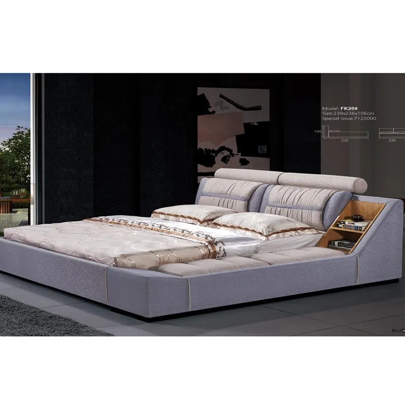 Фиолетовый ткань король и королева диван кровати модель сексуальная мебель для спальни