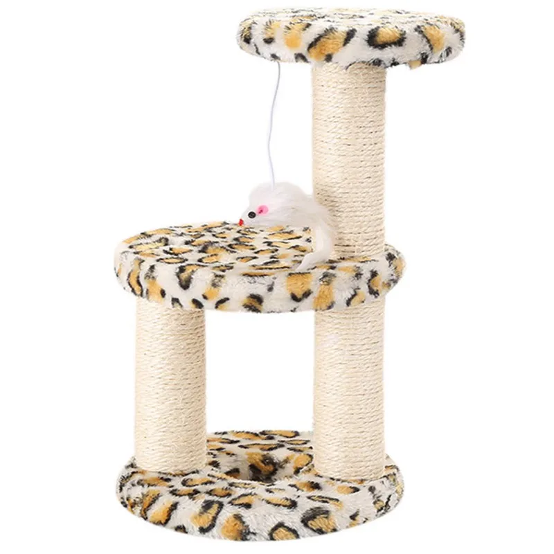 3 Слои дерево для Кота Сизаля царапин Зажимная панель висит игрушечная плюшевая мышь мероприятия центр для прыжков кошек постоянного мебель