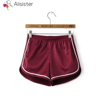 

Fashion Dolphin Shorts Women Ladies Red Black High Waist Striped Patchwork Casual Shorts Workout Waistband Skinny Shorts