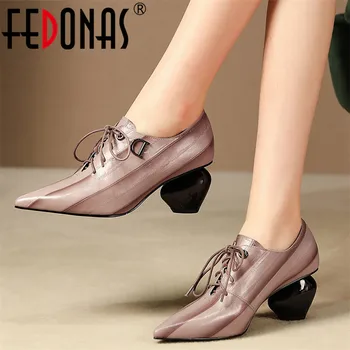 

FEDONAS New Vintage Fashion Print SheepSkin Women Pumps 2021 Spring Autumn New Pointed Toe High Heels Party Office Shoes Woman