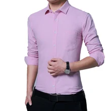 PLAYBOY Новая мужская рубашка с длинным рукавом, деловая блуза с длинным рукавом, мужская белая приталенная рубашка, однотонная мужская рубашка