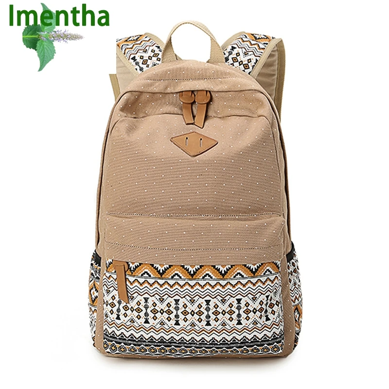 Factory flower Printing Women Geometric Backpack Canvas Bookbags Backpack School Bags for Teenage Girls bookbags-for-girls