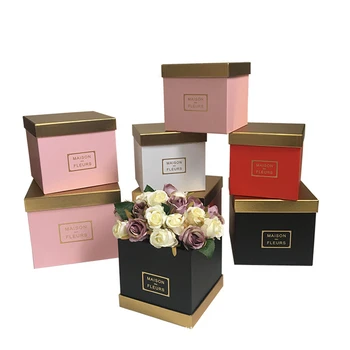 

3pcs/set Gold color cover Square flower packing box Christmas thanksgiving gift box ,Valentines's day gift box 2020 New design