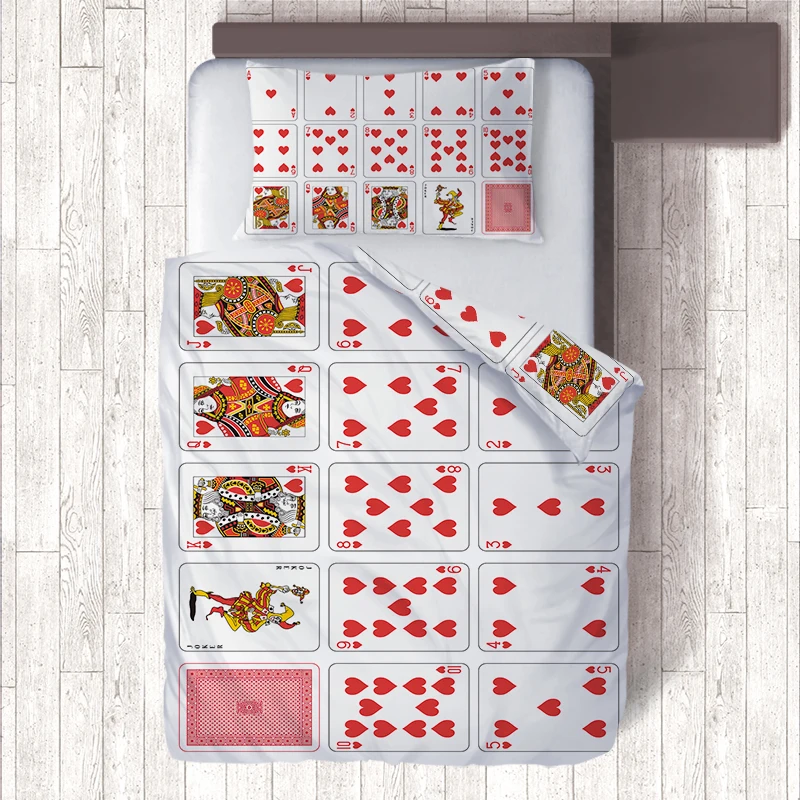 

Funny Full Poker Red Heart Double Print Emoji Single Bedding Sets,3d Quilt Duvet Cover & Pillow Cases for Kid Bedroom Decor HOT