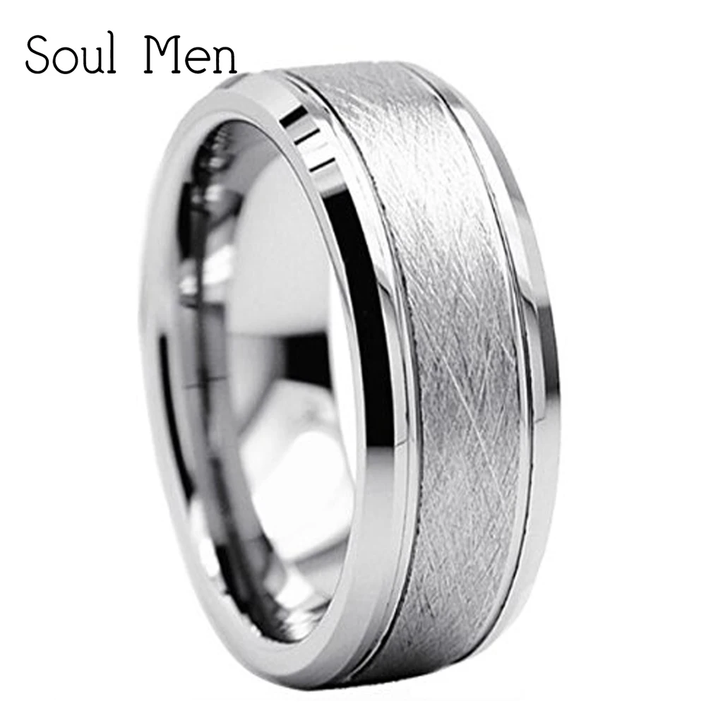 Buy 8mm Silver Men's Tungsten Waterproof Rings Wedding