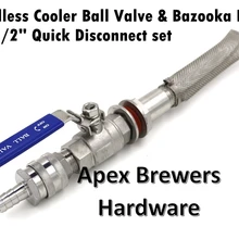 Бесшовный кулер шаровой клапан и Базука w/1/" набор быстрого отключения, 2 шт SS316 шаровой клапан, 1/2" Барб, оборудование для пивоварения