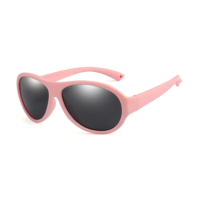 LongKeeper Oval Polarized Kids Sunglasses Children Silicone TR90 Sun Glasses Girls Boys UV400 Child Goggles Gafas de sol R02 - Цвет линз: pink