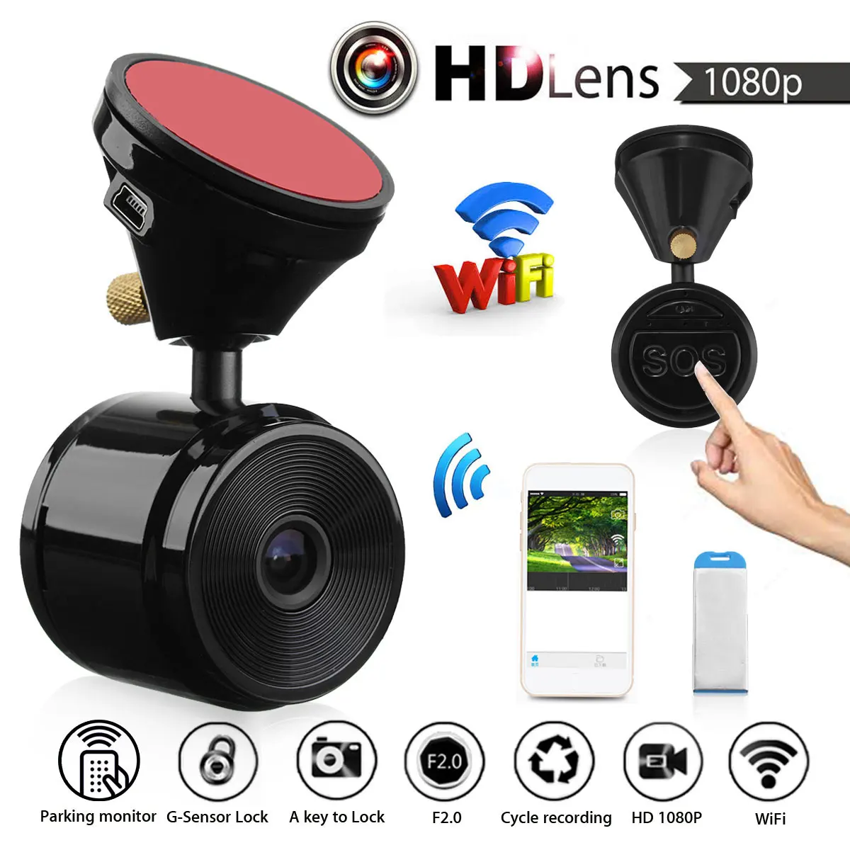 

High Quality Car DVR Camera Mini Wireless WIFI HD 1080P Cam Video Recorder Night Vision G-sensor 140 Degree Work with Phone