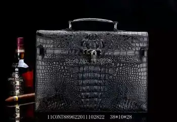 

100% Genuine/Real Crocodile Skin Leather Men Briefcase Laptop Bag Top Handbag Black/Brown/Coffee Men Business Bag