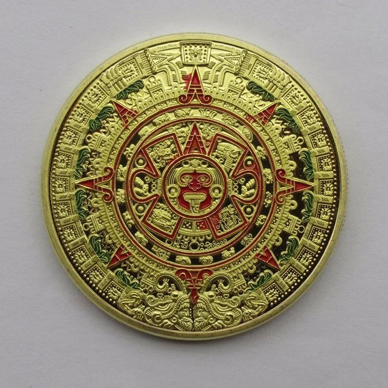 4 шт/лот Латинская Америка календарь майя ацтеков Золотая монета серебро сувенир металлические ремесленные монеты