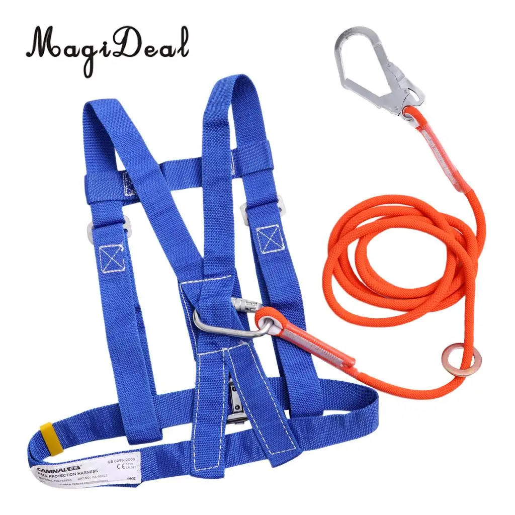 Rock Climbing Half Body Fall Protection Safety Harness Belt Lanyard with Carabiner CE Mountaineering Rescue Tree Arborist
