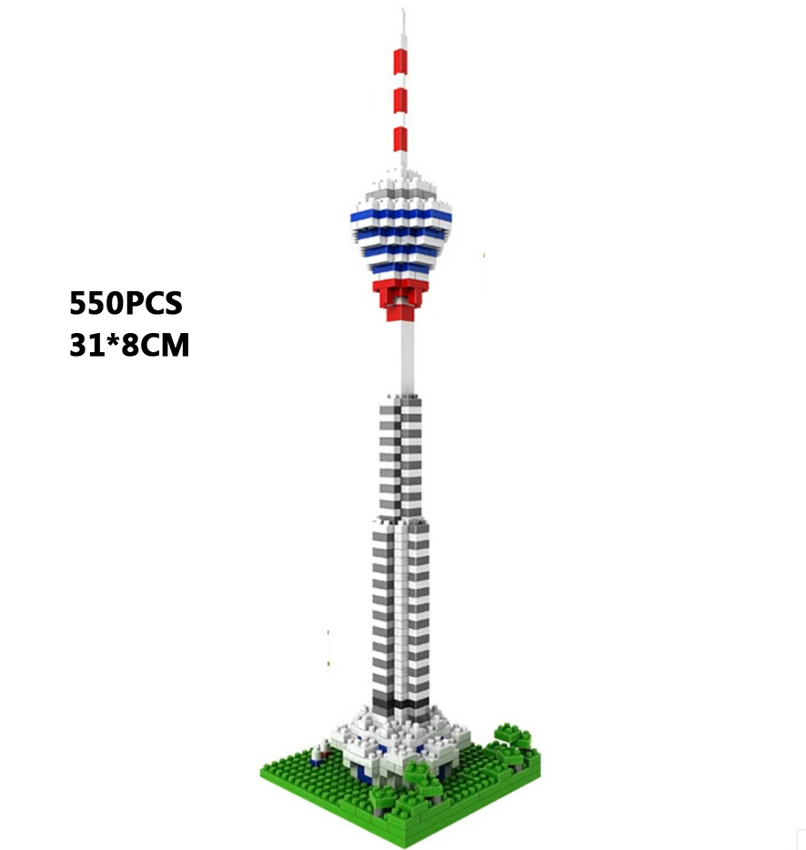 

World famous modern architecture brick Malaysia Kuala Lumpur Tower micro diamond building blocks nanoblock toys collection gifts
