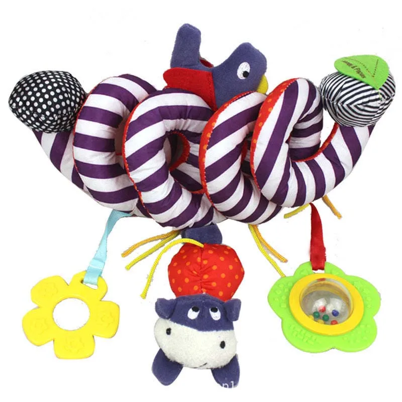New Arrival Winding Hanging Cow Bird Flower Shape Cute Plush Activity Crib Bell Stroller Baby Soft