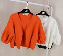 2016 women’s new fashion knit cardigan five lantern sleeve thick section Korean female sweater