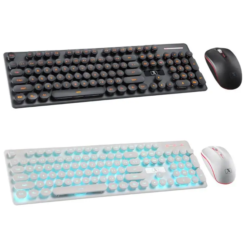 

N528 Wireless Keyboard and Mouse Combo 2.4GHz Rechargeable Mechanical Feel Retro Keycaps Keyboard Mouse Set for PC