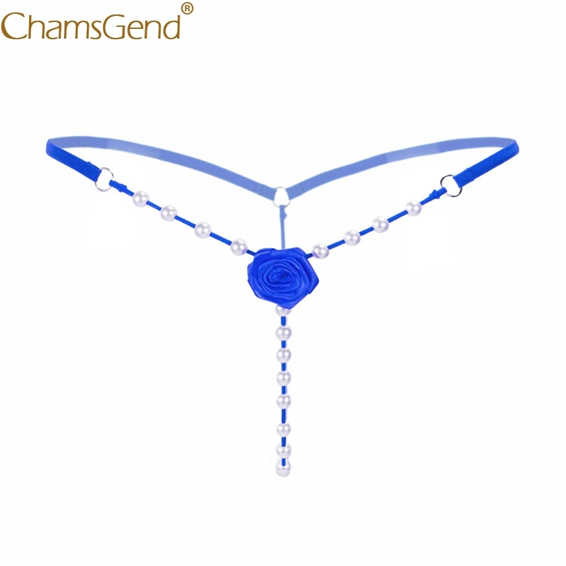 Chamsgend Intimates Women Sexy Hot Underwear Attractive Open Beading Flower V-String G String Thong 80111
