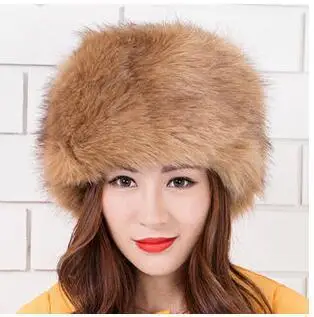 

2018 Lady Russian Tick Fluffy imitation Fox Fur Hat Women Hats Headband Winter Earwarmer Ski Hat Female Hats For Autumn winter