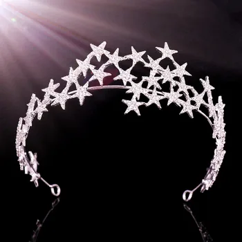 

Bridal Crown Headband Women Tiaras and Crowns Stars Hairband for Wedding Hair Jewelry Princess Head Piece Hair accessory