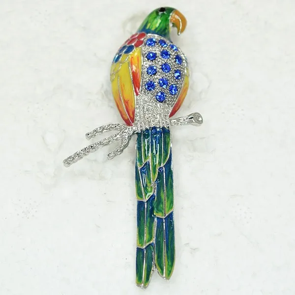 

12pcs/lot Wholesale Brooch Rhinestone Enamel Parrot Fashion Pin brooches Jewelry gift C101910