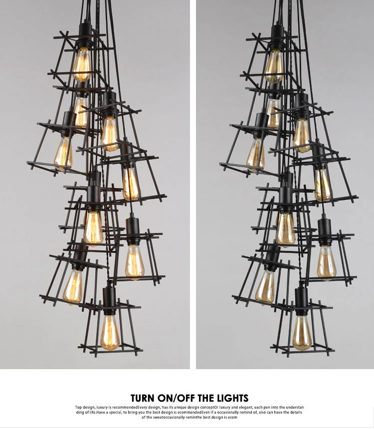Люстра в стиле лофт с несколькими головками, для гостиной, офиса, бара, клуба, ресторана, кафе, светильник, для магазина офисной одежды, Подвесная лампа