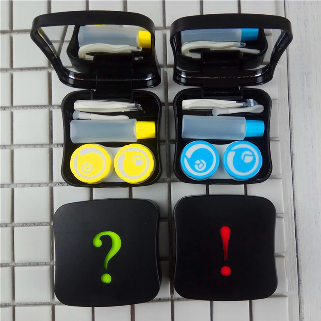 

Cute Contact Lens Case With Mirror Symbols Portable Holder Lenses Box For Travel Container Spectacle Case Random Color