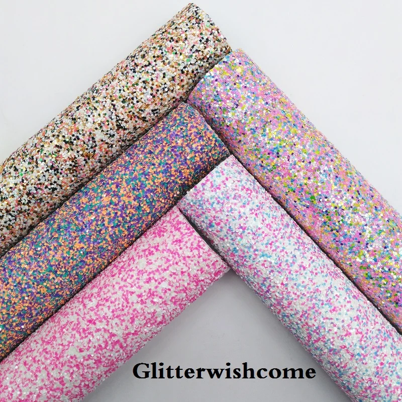 Винил Glitterwishcome размера A4 21 х29 см для бантов крупная блестящая кожаная ткань винил