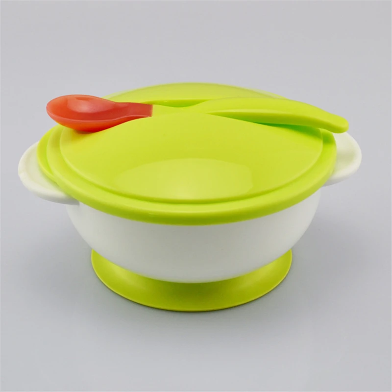 Infant Baby Feeding Bowl With Sucker + Temperature Sensing Training Spoon Suction Tableware Set Kids Food Dishes | Мать и ребенок