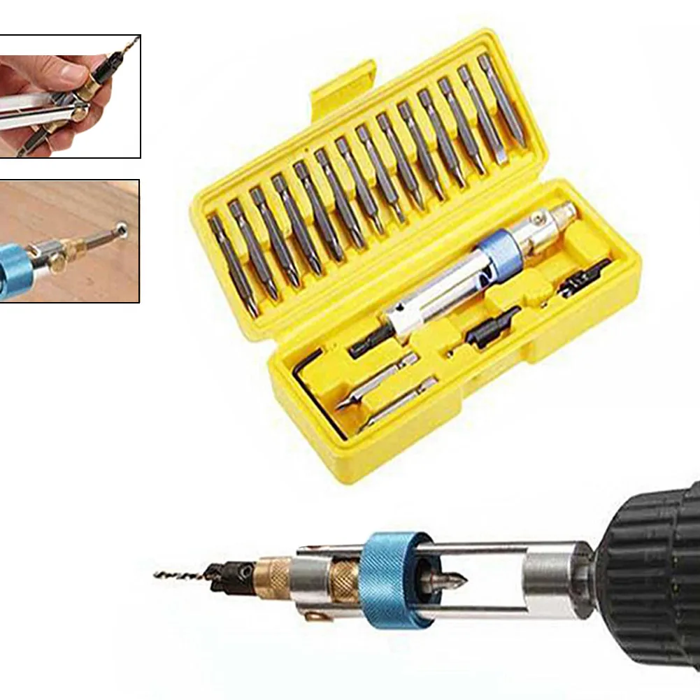 20pcs HSS Countersink Drill Bit Driver Swivel Head Wrench Screwdriver