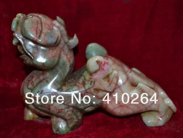 

Shipping 8" Old Chinese Nephrite Jade Carved Pi Xiu (Pi Xie) Statue discount 30%
