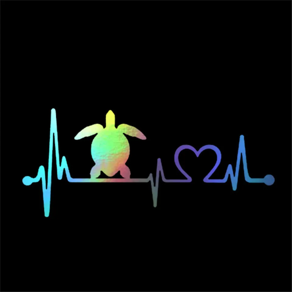 Cunymagos Sea Tortoise Heartbeat Lifeline Stickers Decals Vinyl Car Body Window Door Wall Reflective Stickers Funny Car Styling 20.48 (5)