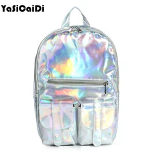 2017 Mochila Masculina backpack Women Silver Hologram Laser Women Backpack men’s Bag leather Holographic Backpack Multicolor