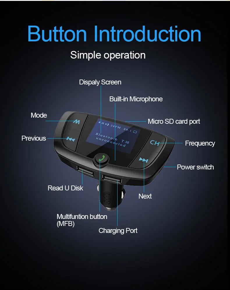 JINSERTA Bluetooth 5,0 автомобильный комплект громкой связи беспроводной fm-передатчик двойной USB зарядное устройство lcd TF карта Автомобильный MP3 музыкальный плеер