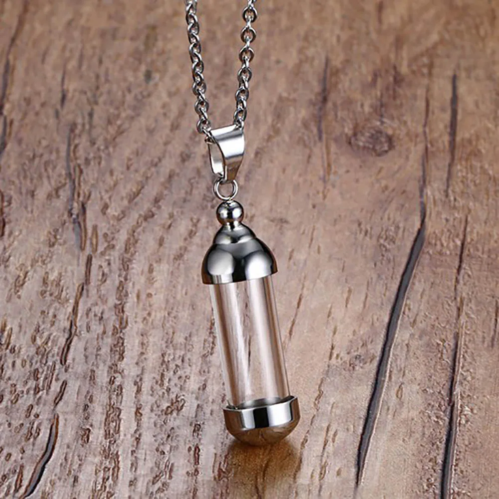 Removable Perfume Bottle Pendant Necklace For Women Stainless Steel 