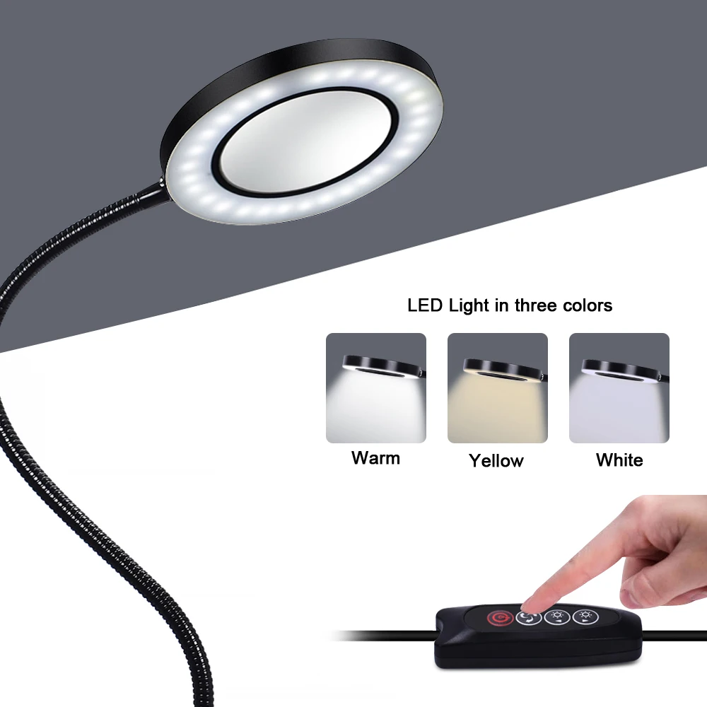 Billig NEWACALOX 5X USB Lupe LED Licht mit 2pc Flexible Arm Beleuchtet Vergrößerungs Brille Lesen Schweißen Reparatur Dritte Hand Werkzeug