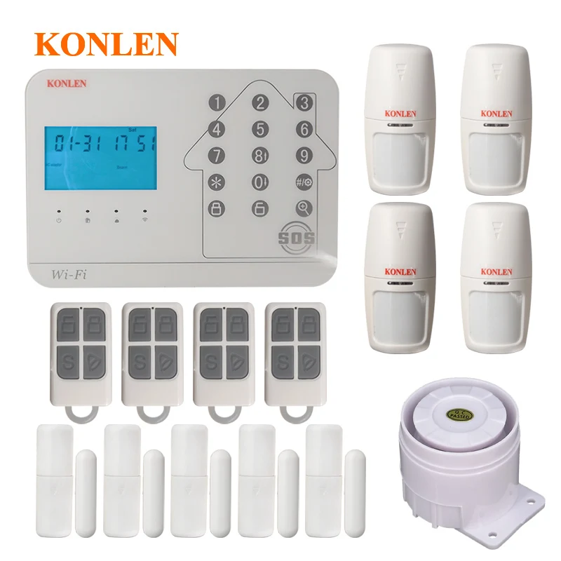 Konlen wifi GSM PSTN умная домашняя система охранной сигнализации для дома безопасный беспроводной детектор проводка сенсор комплект Alarme камера поддерживается - Цвет: Package F