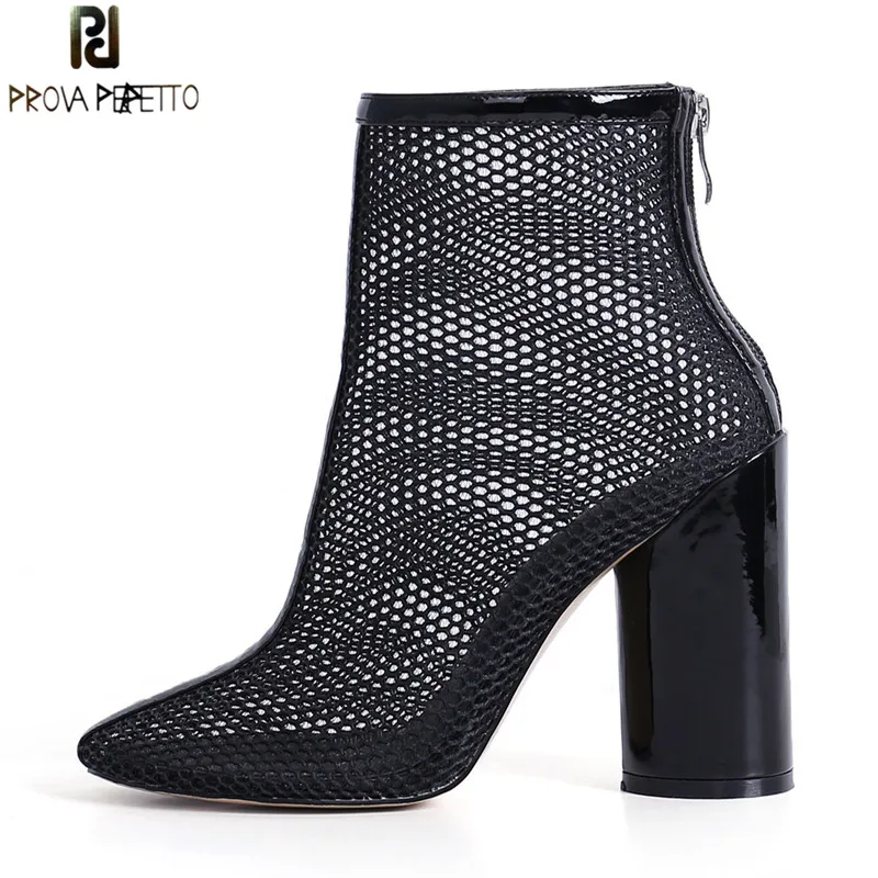 Chaussures Dehors Bottes 2018 Perfetto Sandales Bout Black Maille Rond Femme Cheville Transparence black Des Prova Talons D'été Creusent Chunky Femmes Sexy tQrxhCsd