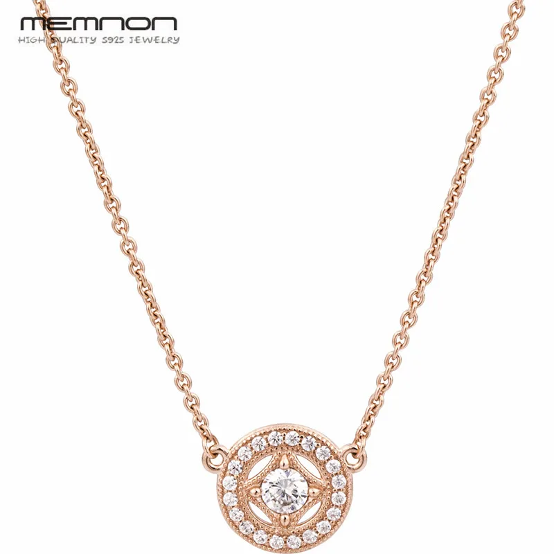 

Memnon S925 Vintage Allure necklaces for women 925 sterling silver link chain necklace with round pendants rose gold jewelry