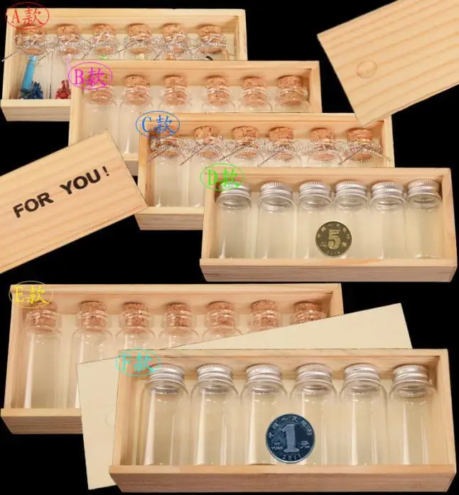 

Creative Glass Wishing Bottle Transparent Incense Aluminum Cap Box Kit Wooden Cork