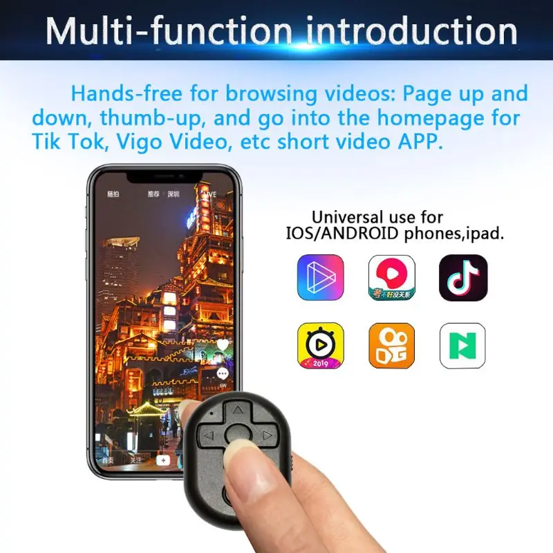 

Universal Tik Tok Selfie Wireless Bluetooth Camera Remote Control Shutter for iphone Samsung Huawei Cell Phone Tablet