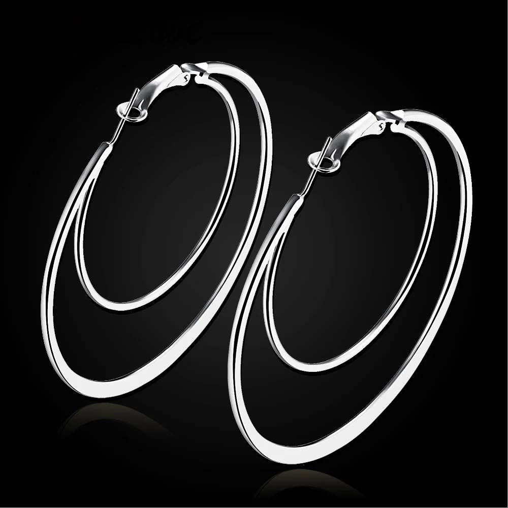 серьги "круглые" большие. серьги двойные кольца. серебряные серьги двойные. серьги кольца с камнями. серьги кольца.