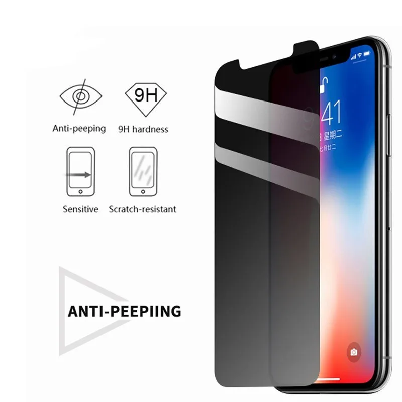 

Anti-Spy Anti-peeping Film Privacy Tempered Glass Screen Protector for iPhone 6 s 7 8 Plus X Xs Max XR