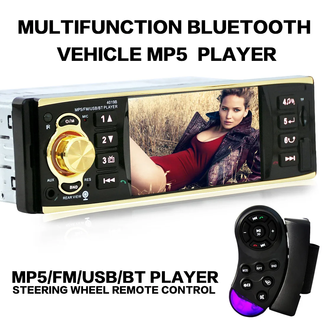 4.1 Bluetooth microphone Car Stereo Audio In Dash FM Aux Input Receiver