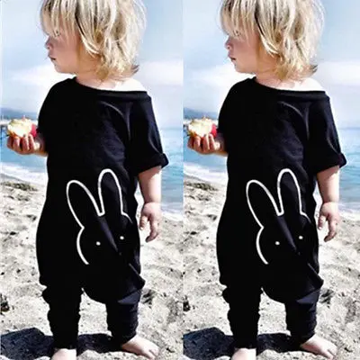 Newborn Kids font b Baby b font Boy Girl Cotton Rabbit Quoted Romper Jumpsuit Bodysuit Overralls