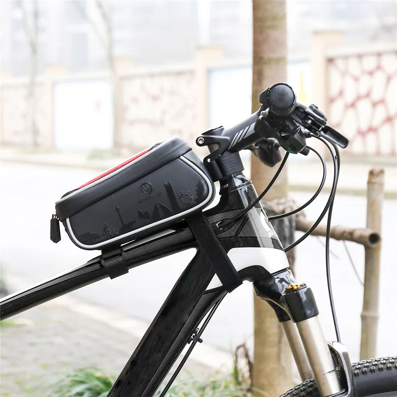 Excellent 2019 New Waterproof Bike Bag Frame Front Head Top Tube Cycling Bag Double IPouch 6 Inch Touch Screen Bicycle Bag Accessories 1